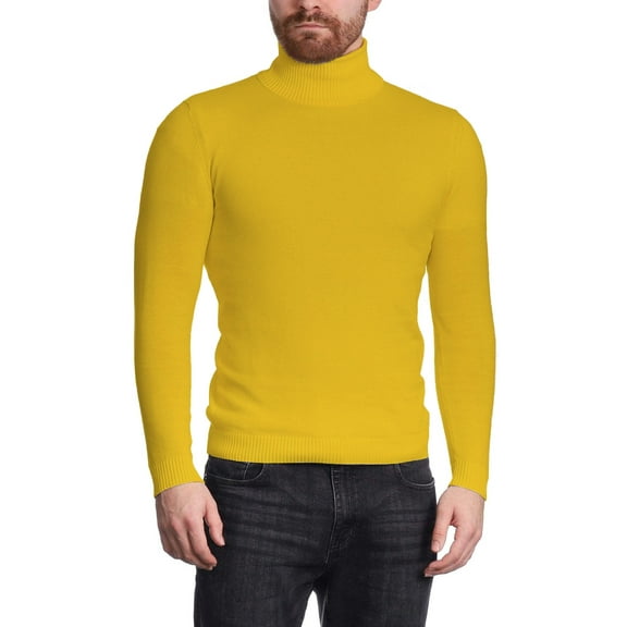 Arthur Black Men's Solid Yellow Pullover Cotton Blend Turtleneck Sweater Shirt