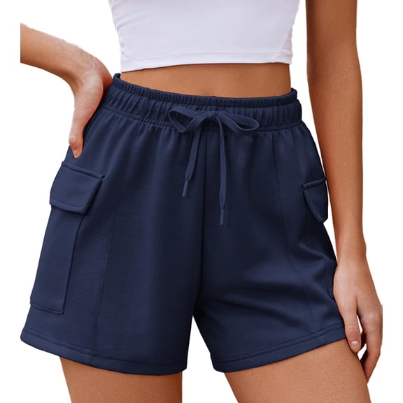 Pinspark Comfy Shorts for Women Lounge Casual Short Soft Workout Sports Wear Elastic High Waisted Cargo Pockets