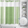 thumbnail image 3 of No Hook Shower Curtain, Vintage Mint Green Striped Shower Curtains for Bathroom with See Through Top Window, Farmhouse Modern Stripes Boho Waterproof & Washable Bath Curtain 66"x72", 3 of 9