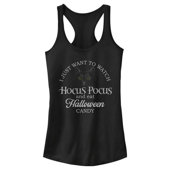 Junior's Hocus Pocus Just Want to Eat Halloween Candy Racerback Tank Top Black 2X Large