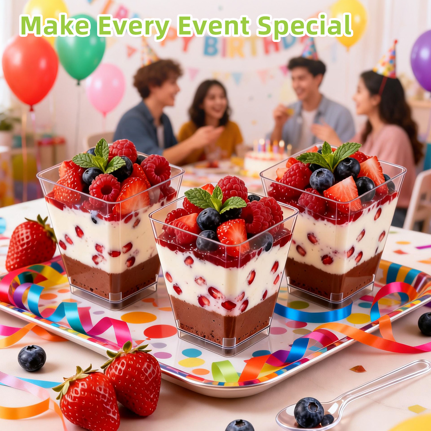 Tinana 5 Oz Plastic Dessert Cups with Lids and Spoons, 50 Pack photo 6