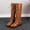 Yellow, variant on Heisall Women's Boots Winter New Arrival Retro Solid Color Round Toe Buckle Cross Strap Low Heel Mid-Calf Casual Fashion