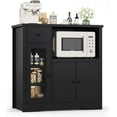 thumbnail image 7 of Senfot Kitchen Microwave Cabinet/Stand with 3 Doors and 1 Drawer, Pantry Storage Cabinet,Buffet Cabinet Sideboard with Adjustable Shelves, for Kitchen, Dining Room, Living Room, Hallway In Black, 7 of 7
