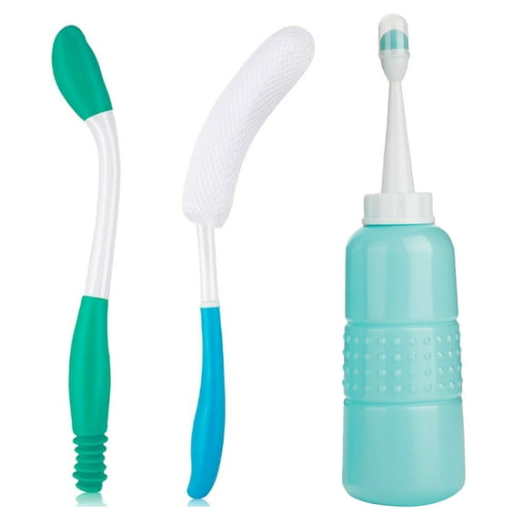 ETSEGA 3pcs Toilet Aid Set for Wiping Including Long Handle Butt Wiper Shower Brush for Disabled Elderly Pregnant