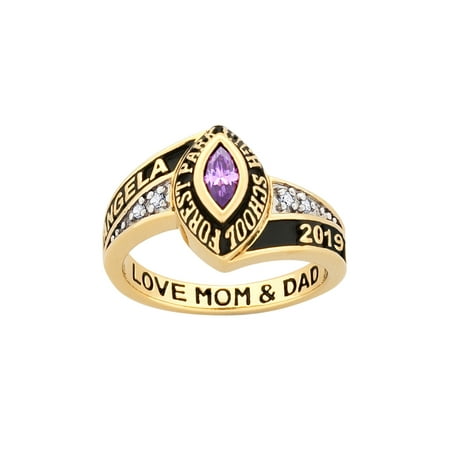 Personalized Girl's Yellow Celebrium Marquise Birthstone and CZ Class Ring
