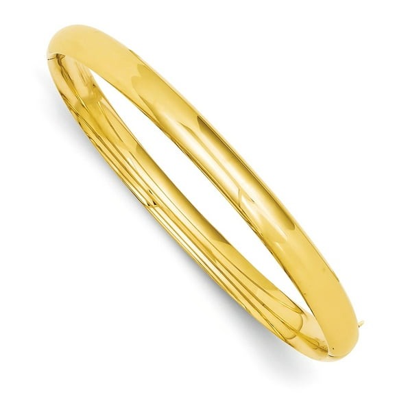 14K Yellow Gold bracelet Bangle 6 mm 4 16 High Polished Hinged