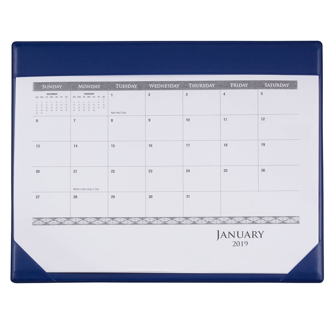 Desk Pad and Calendar, Blue