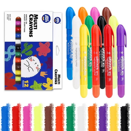 XUEYU Tempera Crayon Sticks for Toddlers,12 Colors Washable Crayons for Kids, Art Supplies Drawing Coloring Crayon Set,Gift for Boys and Girls,Stocking Stuffers