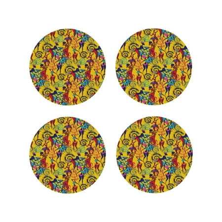 

Tideii Dancing African Womens for Leather Coasters 4 Pieces Anti-fouling and Anti-scalding Decorative Coasters Suitable for Restaurants Kitchens Coffee Shops-Round Shape