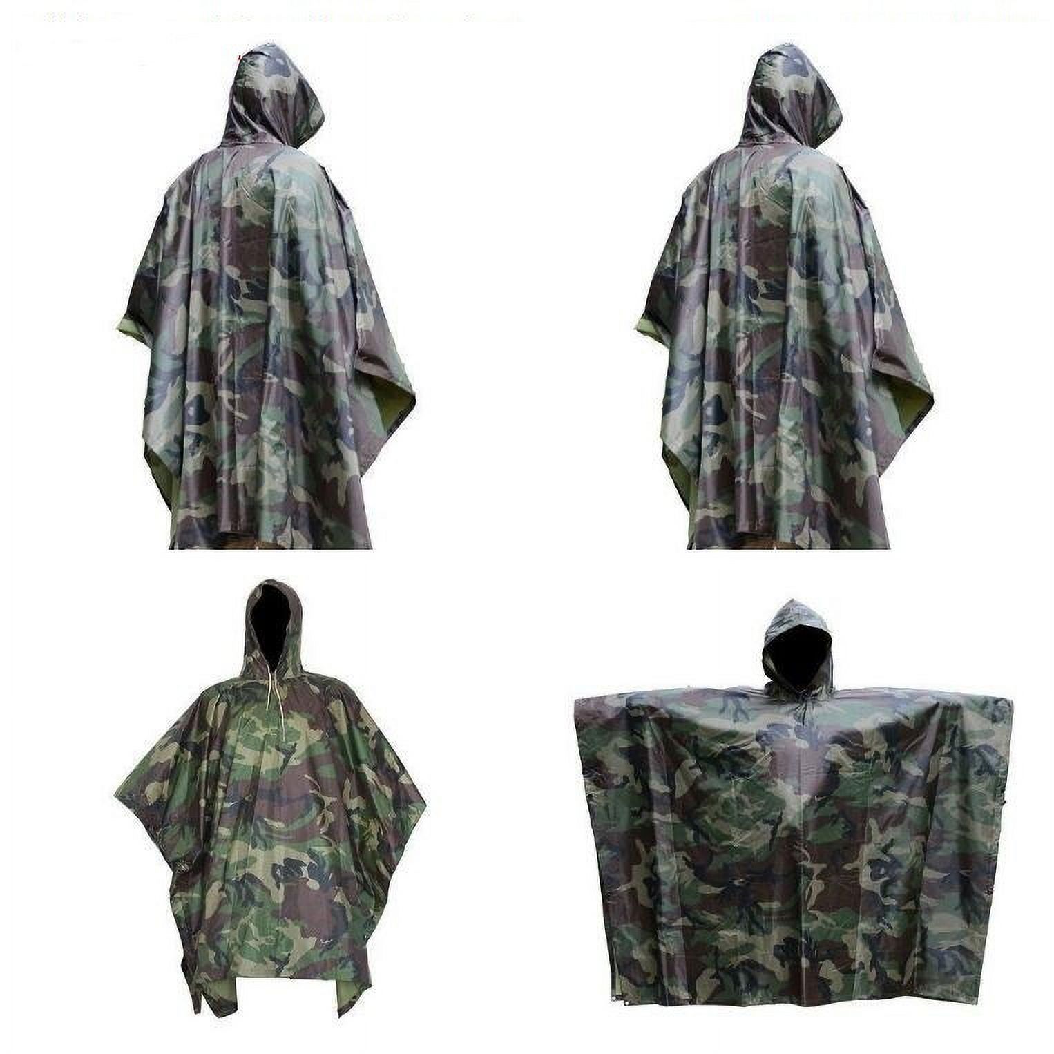 BTP Camo Waterproof Hooded Ripstop Poncho – US Army Style, Unisex One Size, Nylon