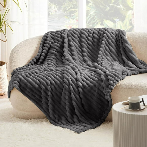 Liquidation! Yuehao Couverture en Flanelle Peluche Surdimensionnée pour Bébé 27X39 Pouces Douce et Chaude Couverture pour Tout-Petit avec Texture Rayée Couverture de Lit de Bébé pour Poussette Voyage Cadeau pour Bébé, 70cm*100Cm, 1 Couverture Couverture