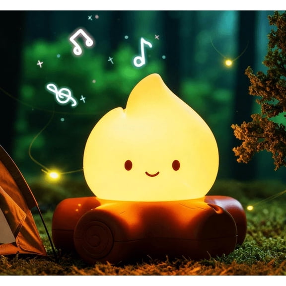 Campfire Night Light with Flickering Mode Dimmable Halloween Campfire Nightlight for Nursery Breastfeeding Cute Silicone Flame Light Rechargeable Touch Bedside Lamp for Halloween Bedroom Dorm Decor