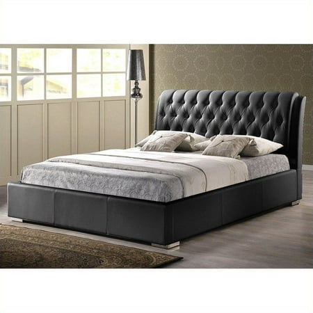 UPC 847321008274 product image for Baxton Studio Bianca Full Bed with Tufted Headboard in Black | upcitemdb.com