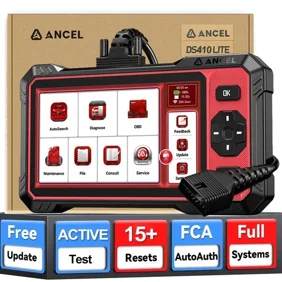 ماسح ضوئي ANCEL DS410 Lite OBD2 ثنائي الاتجاه لجميع أنظمة السيارة أداة تشخيص ماسح ضوئي OBD2، 15 خدمة إعادة ضبط ABS TPMS DPF Oil EPB BMS، CAN-FD، Auto VIN، تحديث مجاني مدى الحياة
