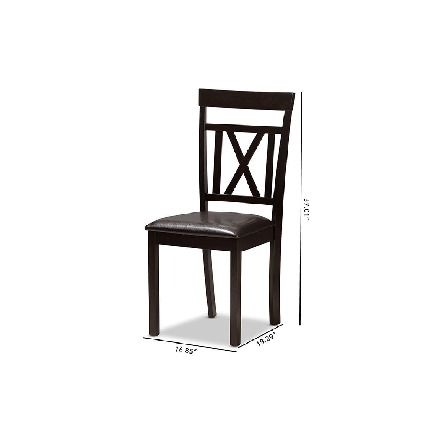 Baxton Studio Rosie Modern and Contemporary Dark Brown Faux Leather Upholstered Dining Chair (Set of 2)