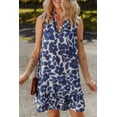 thumbnail image 5 of Elegant Blue Floral Sleeveless Colorblock Notched V Neck Mini Dress for Women | [ZhiHiMeRi] | (US 12-14)L, 5 of 9