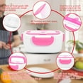 thumbnail image 4 of Pink Electric Heating Lunch Box — Portable 11V Food Warmer for Home & Office, 4 of 8