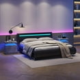 thumbnail image 3 of Resenkos Deep Gray LED Bedside Table, Modern Design, 2 Drawer Storage, Adjustable Light, 19.3"L x 13.7"W x 20.5"H, 3 of 6