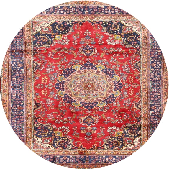 Ahgly Company Indoor Round Traditional Light Copper Gold Medallion Area Rugs, 4' Round