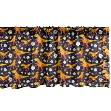 Ambesonne Dino Window Valance, Dinosaur Animal Egg, 54" X 18", Earth Yellow Multicolor
