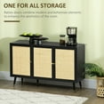 thumbnail image 4 of HOMCOM Boho Sideboard Buffet Cabinet with Decorative Rattan Doors, Black, 4 of 10