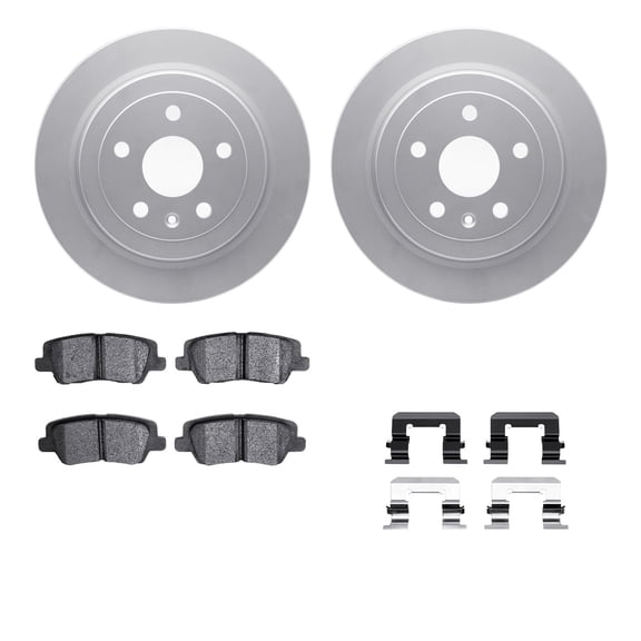 Dynamic Friction Company Rear Geospec Brake Rotors with 5000 Advanced Brake Pads includes Hardware 4512-46094