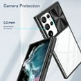 thumbnail image 6 of Allytechgroup Galaxy S22 Ultra Clear Case with Tempered Glass Screen Protector, Sliding Camera Lens Protector Anti-Yellow Shockproof Rugged Slim Fit Shell Cover for Samsung Galaxy S22 Ultra, Black, 6 of 7