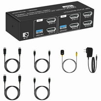 8K DP KVM Switch for 2 Computers USB 3.0 in Out and 4 Port Mouse Keyboad Monitor US Plug