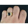 thumbnail image 6 of Mens 10K Yellow Gold Round Cut Diamond & Black Onyx Engagement Ring Band 10.50mm, 6 of 6
