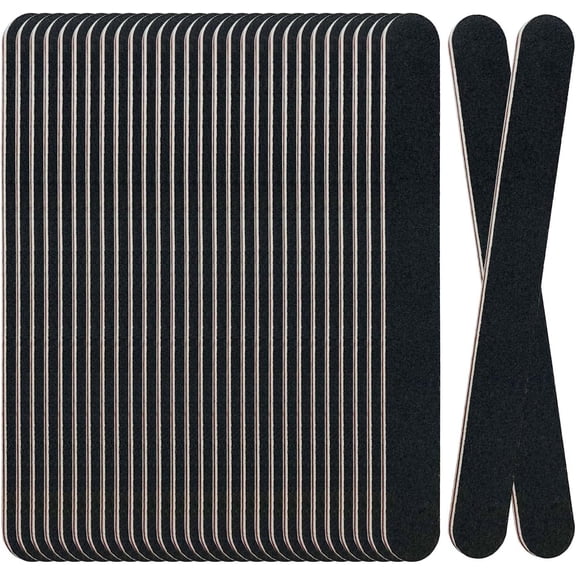 PrimeCook Shop 30 Pack Professional Emery Boards - 100/180 Grit Nail File Pack for Acrylic and Natural Nails, Black