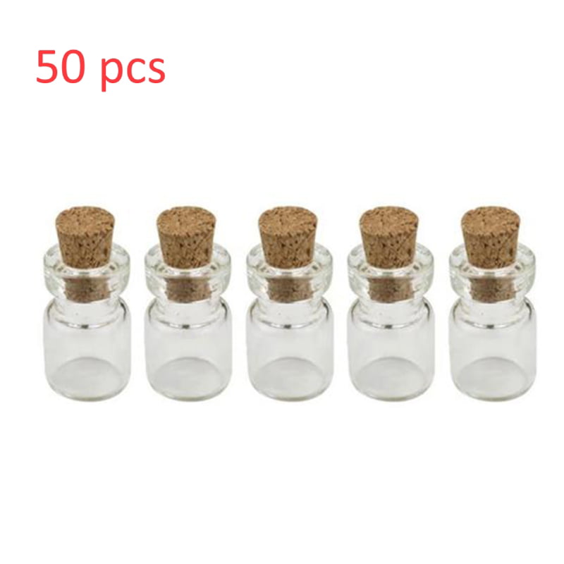 50pcs Mini Small Glass Bottles with Cork Stopper Tiny Vials Wish Jars Containers