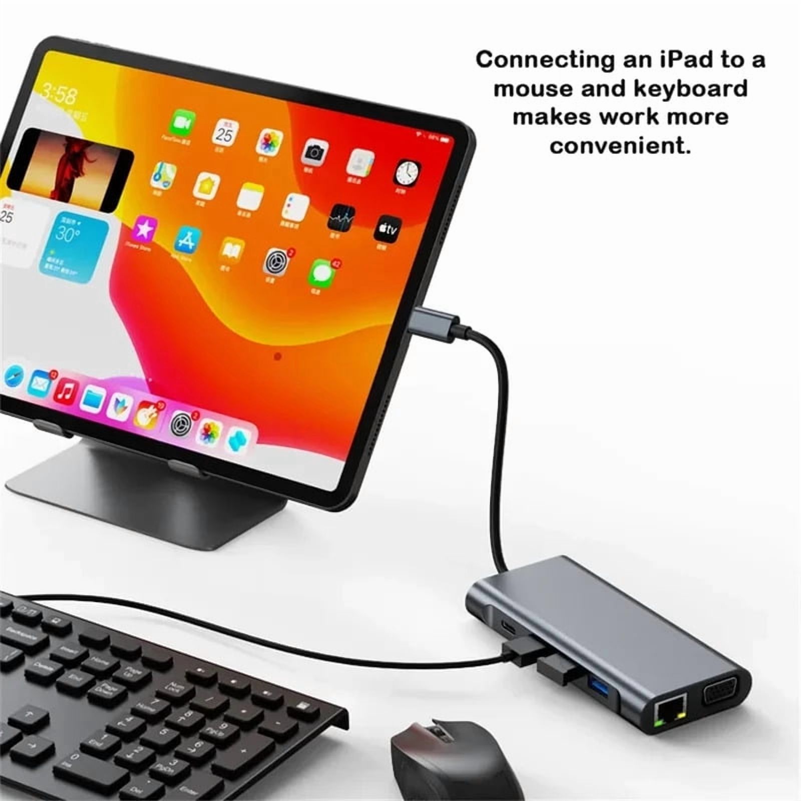 USB C HUB, USB C Adapter 11 in 1 Dongle with 1000Mpbs lan 4K HDMI, VGA, C Type PD, USB3.0, RJ45 Ethernet, SD/TF Card Reader, 3.5mm AUX, Docking Station Compatible