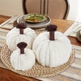 thumbnail image 2 of Handmade Crochet Pumpkin Decoration Unique Holiday Decoration Plushie Polyester Craft For Party Table Display, 2 of 8