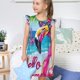 thumbnail image 4 of Fotbe Tropical Flamingo Summer Vestido de Dormir para Niñas de 3 a 10 Años, Mangas Cortas, Estilo Princesa, Pijama Camisón con Mangas Voladas-X-Large, 4 of 6