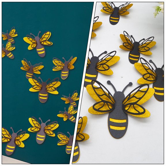 LOLIPPYY 12Pcs Bee Party Decorations Multi Color 3D Wall Stickers for Home and Event Decoration