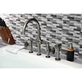 thumbnail image 3 of Kingston Brass KS2334CG Fuller Two-Handle 4-Hole Deck Mount Industrial Style Bridge Kitchen Faucet with Brass Side Sprayer in Black Stainless, 3 of 7
