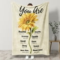 thumbnail image 3 of KAAYEE Christian Gifts for Women Faith,Sunflower Throw Blanket,Religious Gifts for Christian Women Birthday,Christian Religious Bible Verse Prayer Blanket Yellow 50"x60", 3 of 7
