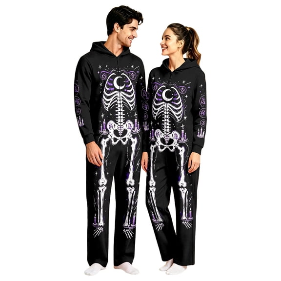 Rove Studio Stylish Men's Halloween Skeleton Print Jumpsuit For Costume Events And PartiesBlack L