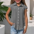thumbnail image 7 of Girls Shirts, Boys Plus Size Turn Down Collar Short-sleeved Shirts Kids Loose Tunic Aged 3-14, 7 of 7