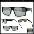 thumbnail image 2 of Kush Mens Bold Angular Line Flat Top Rectangle Plastic Sunglasses Shiny Black - Silver Mirror, 2 of 7