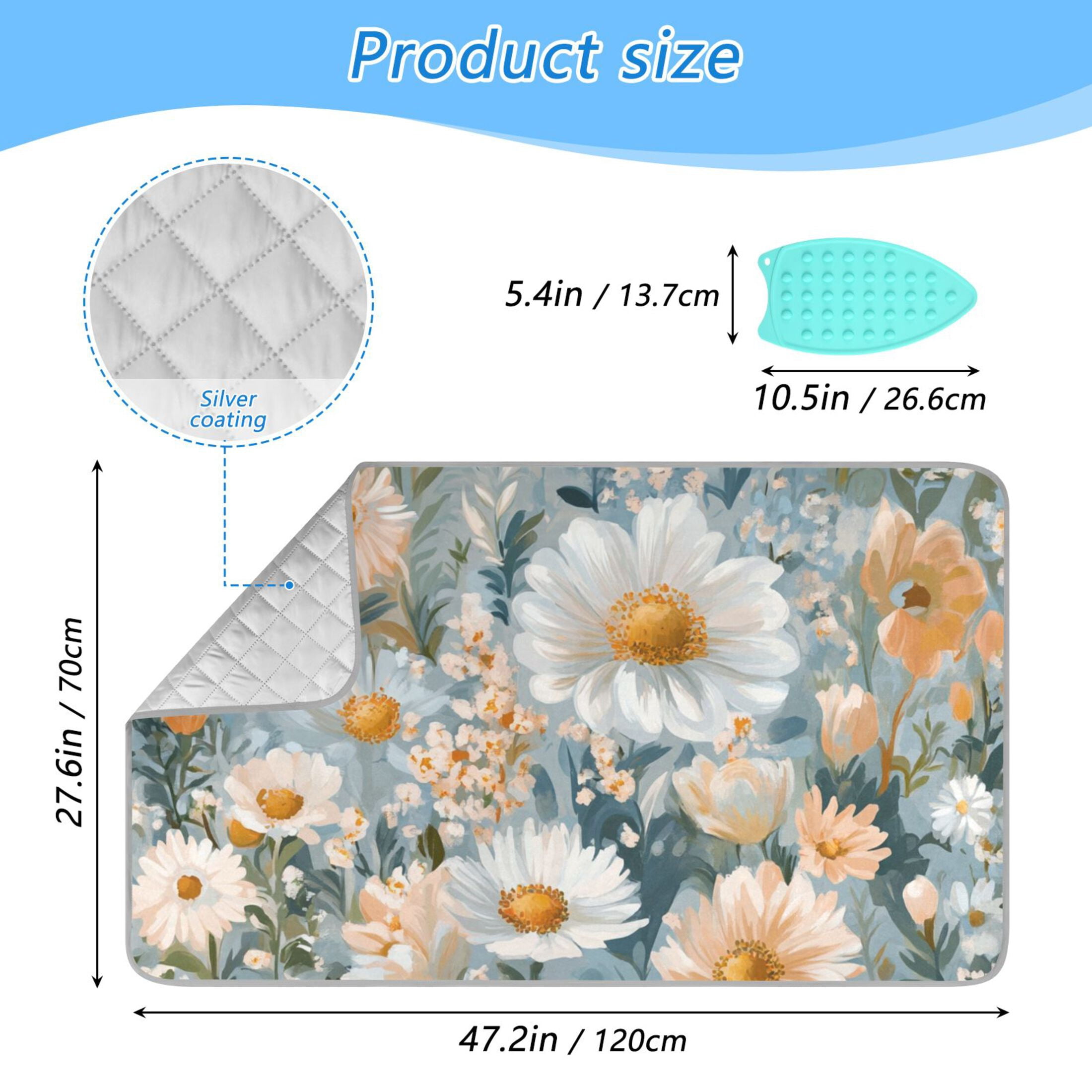 Lush Flowers Oil Painting Ironing Mat Blanket Portable Travel Ironing Pad Heat Resistant Pad 47.2" x 27.6”