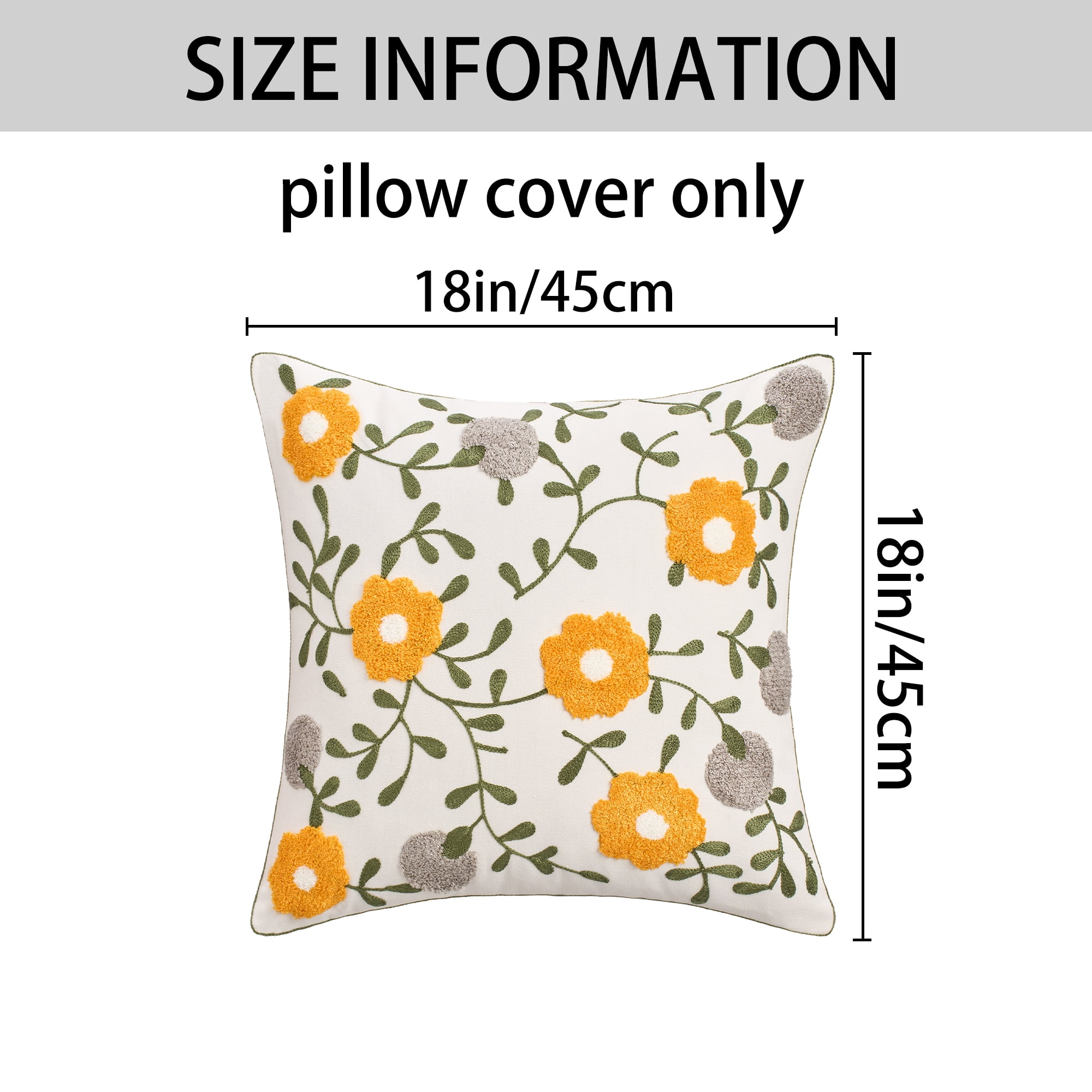 Unique Bargains Pack of 2 Flower Embroidered Throw Pillow Covers Yellow Purple