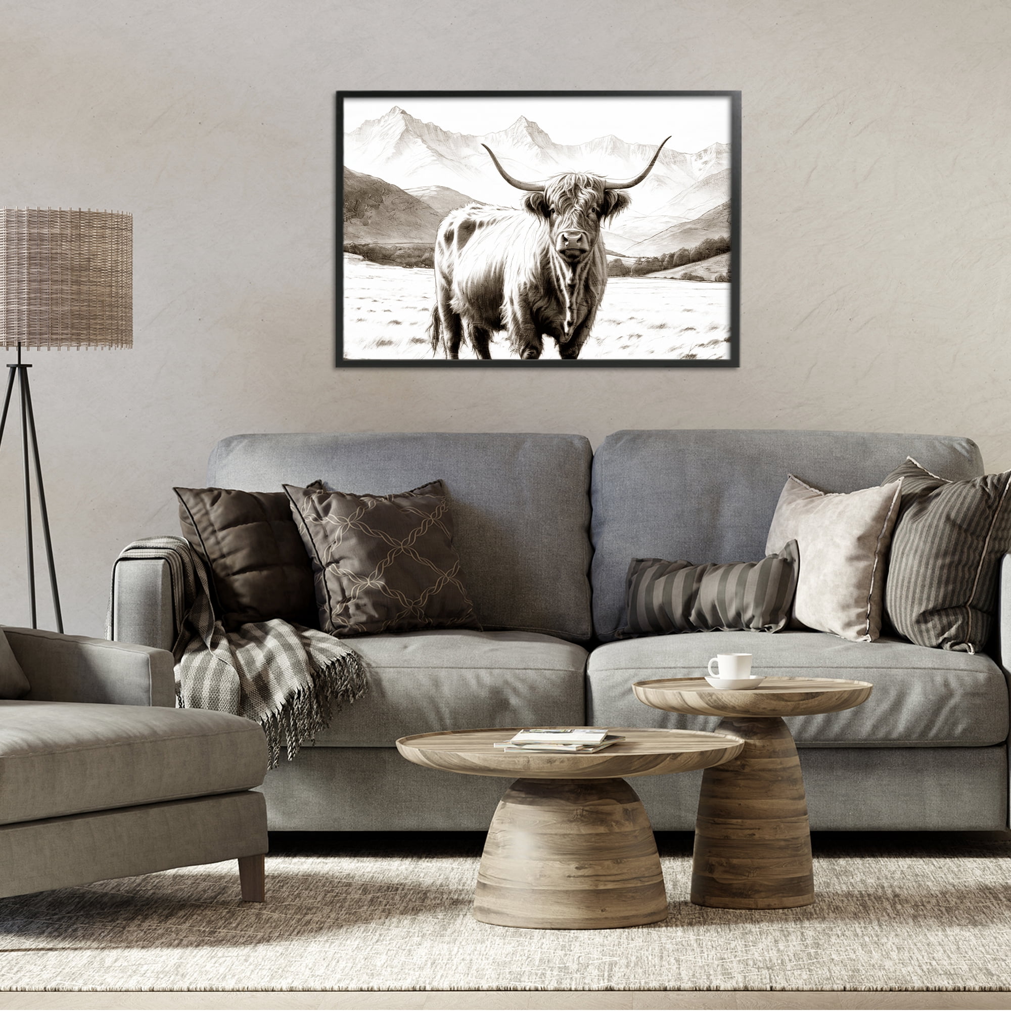 Stupell Industries Highland Sepia Sketch Black Framed Giclee Art, design by Kim Allen