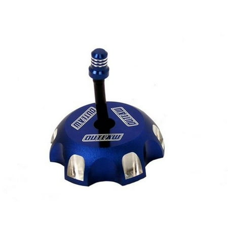Outlaw Racing 12073 Billet Anodized Gas Fuel Tank Cap With Vent Hose - Blue