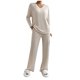 thumbnail image 1 of Conjunto de dos piezas de otoño-invierno para mujer: jersey de punto y pantalones anchos, traje informal holgado de color liso para el día a día o para fiestas, 1 of 6