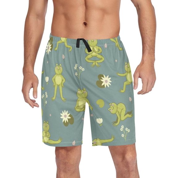 GZHJMY Frog Pajama Pants Short for Men, Lounge Pants Lightweight Men Pajama Bottoms with Drawstring Pockets, Christmas New Year Birthday Gifts, Medium