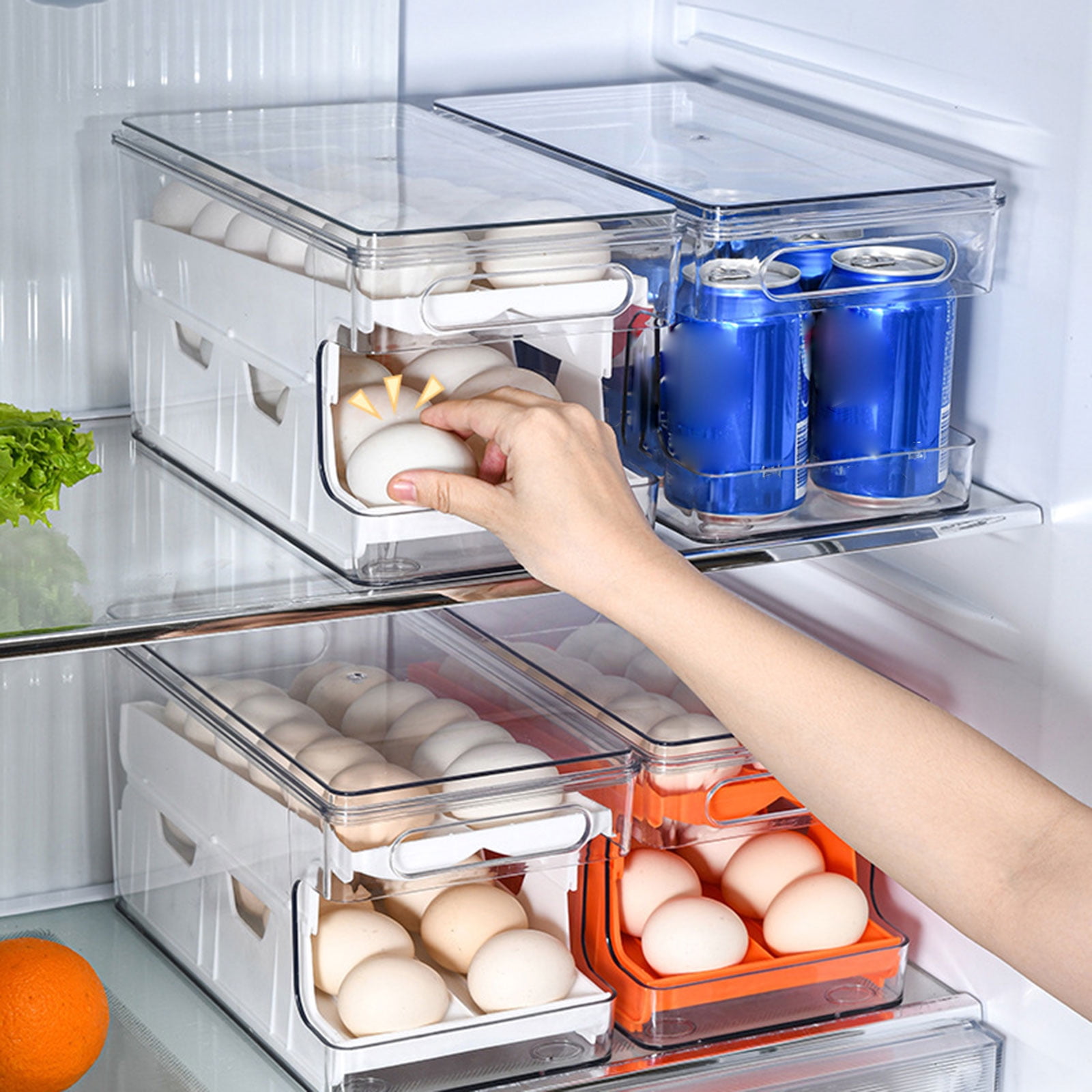 UNTERING Convenient Double layer Slide Container Practical and Sturdy Eggs Holder Scrolling Eggs Dispenser Eggs Storage Case
