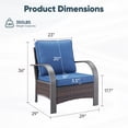 thumbnail image 3 of POCASSY Outdoor Accent Chairs Set of 2 with Cushions, Outside Brown Wicker Lounge Chairs with Stainless Metal Armrest for Porch, Garden, Deck, Blue, 3 of 11