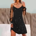 thumbnail image 2 of JIAYUE Women's Dress V-Neck Above Knee Elegant Casual Long Sleeve With Sheer Mesh For Daily Wear Stylish Female Dresses, 2 of 4