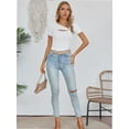 thumbnail image 2 of Womens Fashion Fall Clothes One Piece Cutout Tops short Sleeve Slim Fitted Shirts Tee Tshirts, 2 of 6